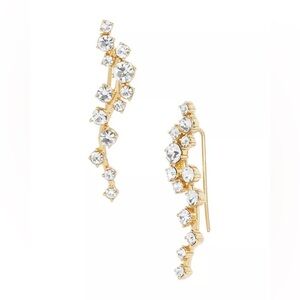 BaubleBar Farah Gold Crystal Ear Crawler earrings with Clear Stones